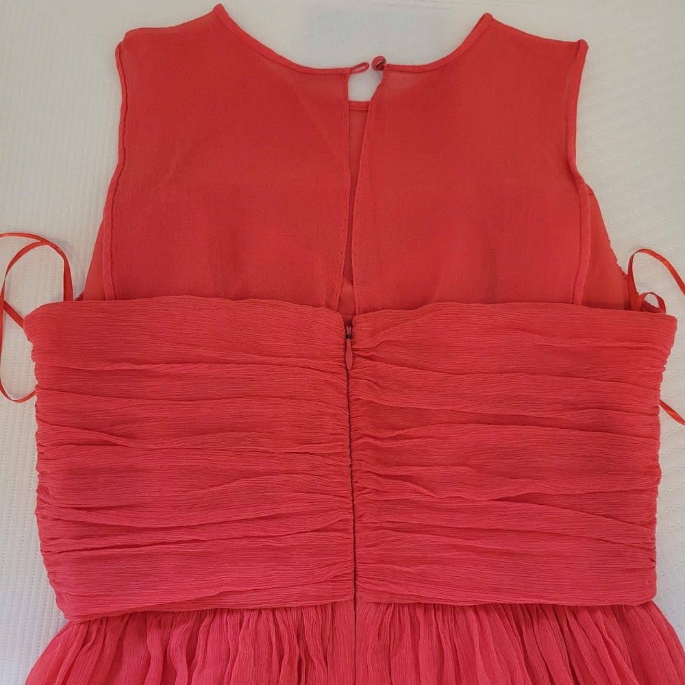 J. Crew Silk Chiffon Coral Dress Size 2 - Picture 5 of 7